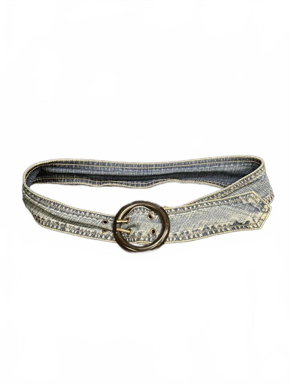 Denim Belt With Circular Buckle Y2K